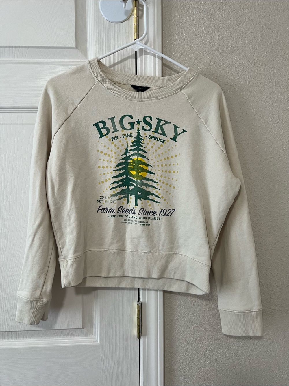 J.Crew Big Sky Montana Graphic Crewneck Sweatshirt XS 100% Cotton AT804